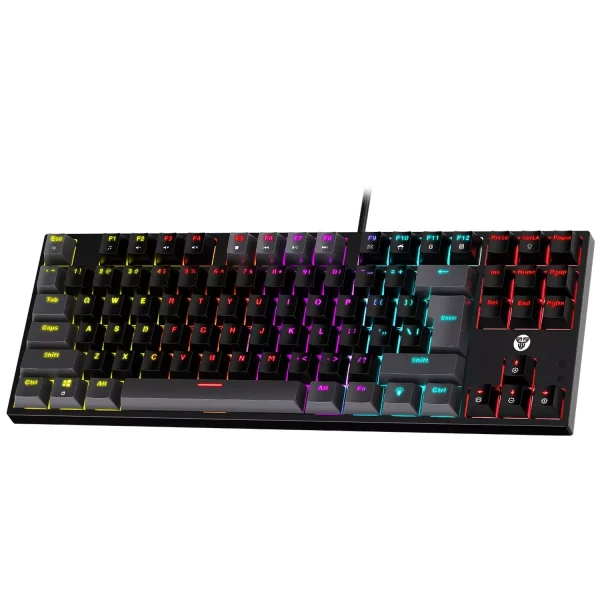 FANTECH ATOM MK876 V2 TKL RGB Mechanical Gaming Keyboard - Hot-Swappable BLUE Switch (Black)