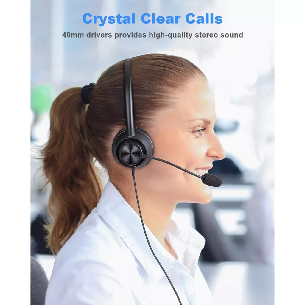 New Bee H368 USB Computer Call Center Headset in-Line Call Controls with Noise Cancelling Micphone