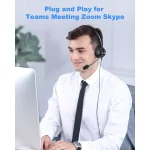 New Bee H368 USB Computer Call Center Headset in-Line Call Controls with Noise Cancelling Micphone