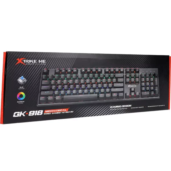 XTRIKE ME GK918 Gaming Mechanical Keyboard - Blue Switches - Rainbow LED Lighting
