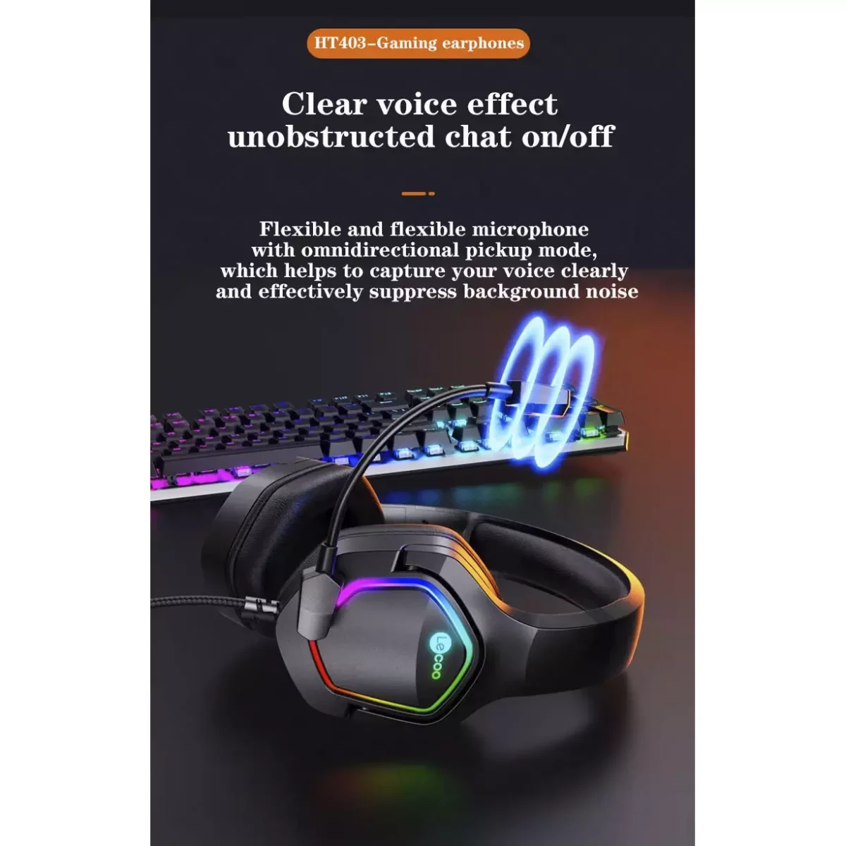 Lecoo HT403 USB RGB Gaming Headset - 7.1 Surround Sound