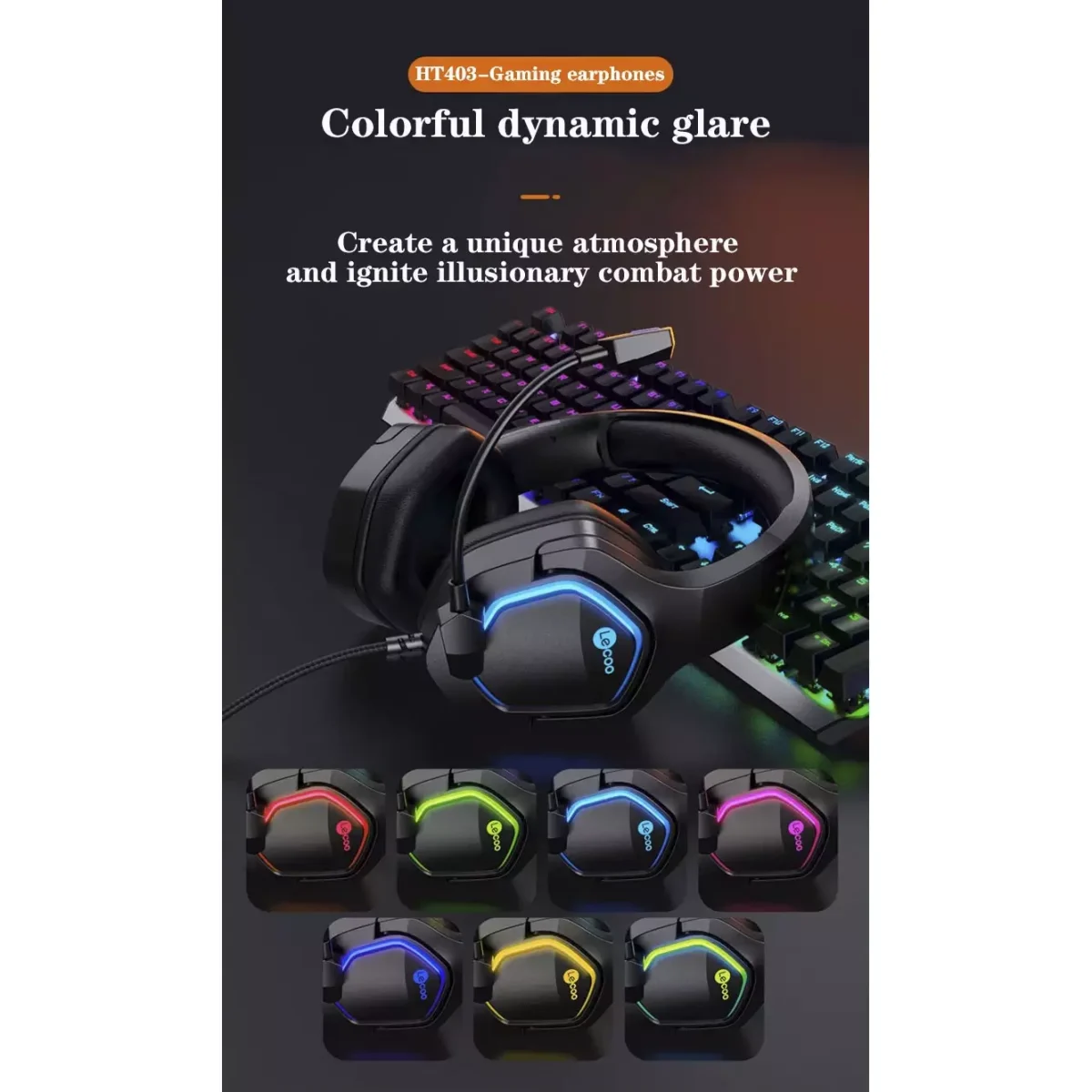 Lecoo HT403 USB RGB Gaming Headset - 7.1 Surround Sound
