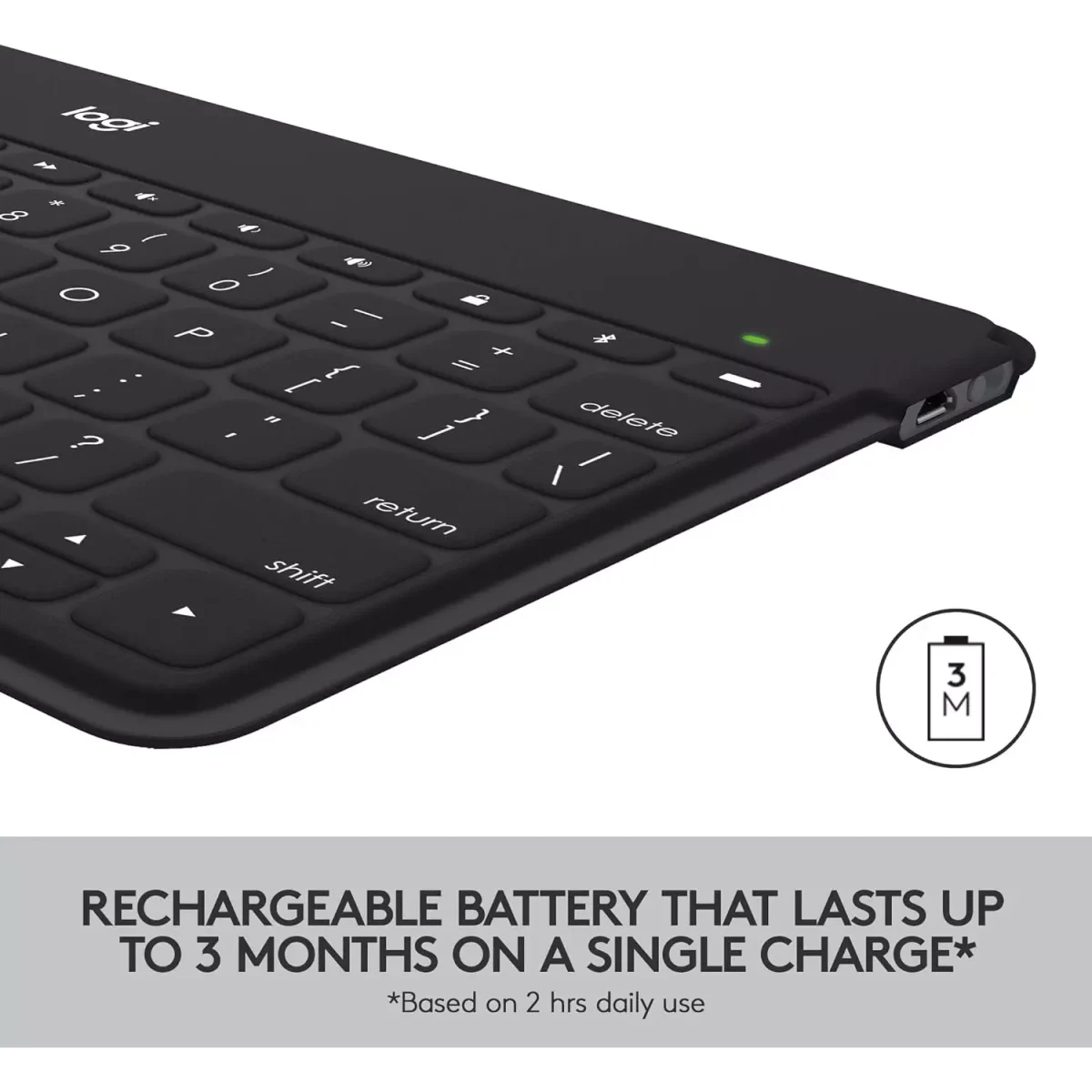 Logitech Keys-To-Go Wireless Bluetooth Keyboard For iPhone, iPad, Smartphone, Tablet, Windows, Apple TV