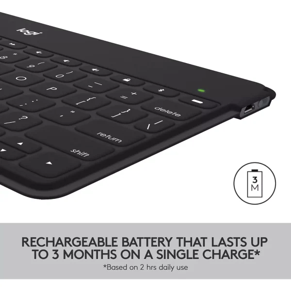 Logitech Keys-To-Go Wireless Bluetooth Keyboard For iPhone, iPad, Smartphone, Tablet, Windows, Apple TV