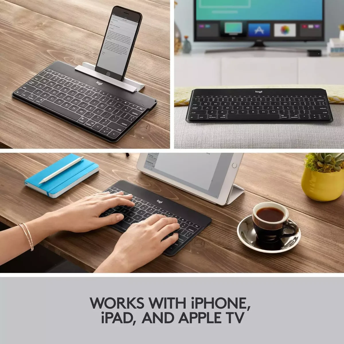Logitech Keys-To-Go Wireless Bluetooth Keyboard For iPhone, iPad, Smartphone, Tablet, Windows, Apple TV