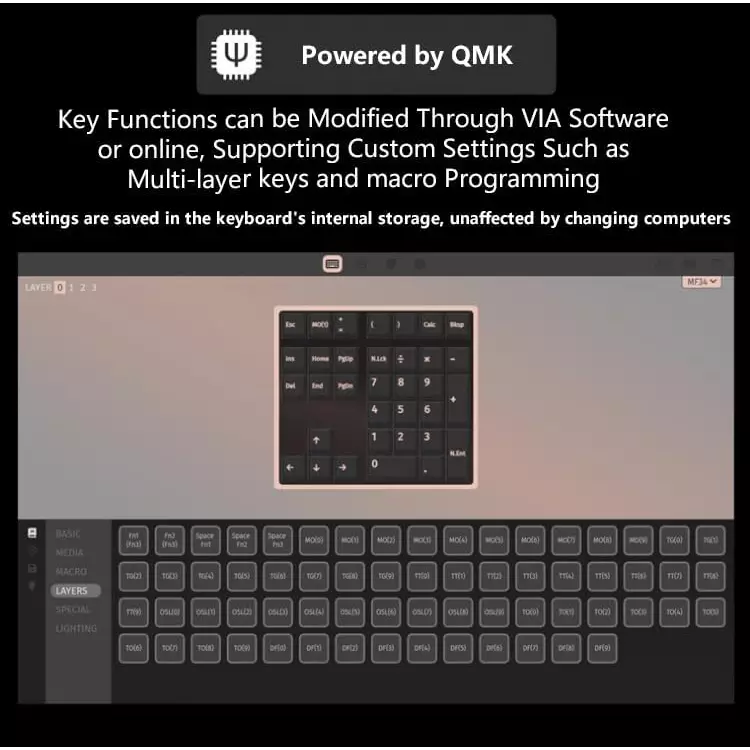 Magicforce MF34 RGB Mechanical Number Pad, Brown Switch Hot-Swappable
