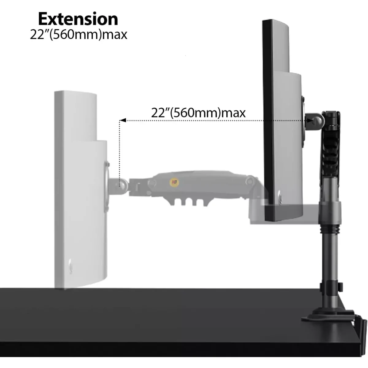 NB North Bayou H100 Monitor Arm Desk Mount with Gas Spring for 17-30 Inch