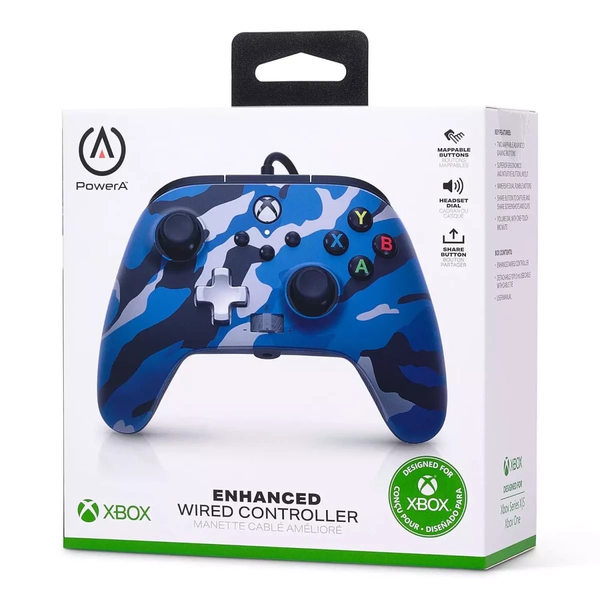 PowerA Enhanced Wired Gamepad For Xbox Series X|S, One Windows 10/11 (Army Blue)