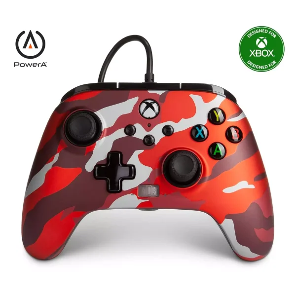PowerA Enhanced Wired Gamepad For Xbox Series X|S, One Windows 10/11 (Army Red)