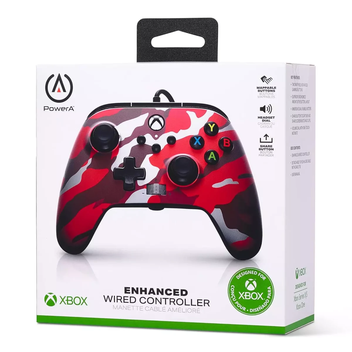 PowerA Enhanced Wired Gamepad For Xbox Series X|S, One Windows 10/11 (Army Red)