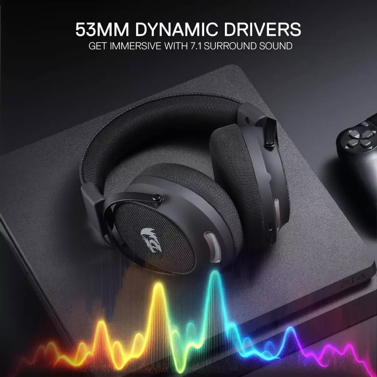 Redragon H858 3-Mode Wireless Gaming Headset, 7.1 Surround Sound, 53 mm Drivers