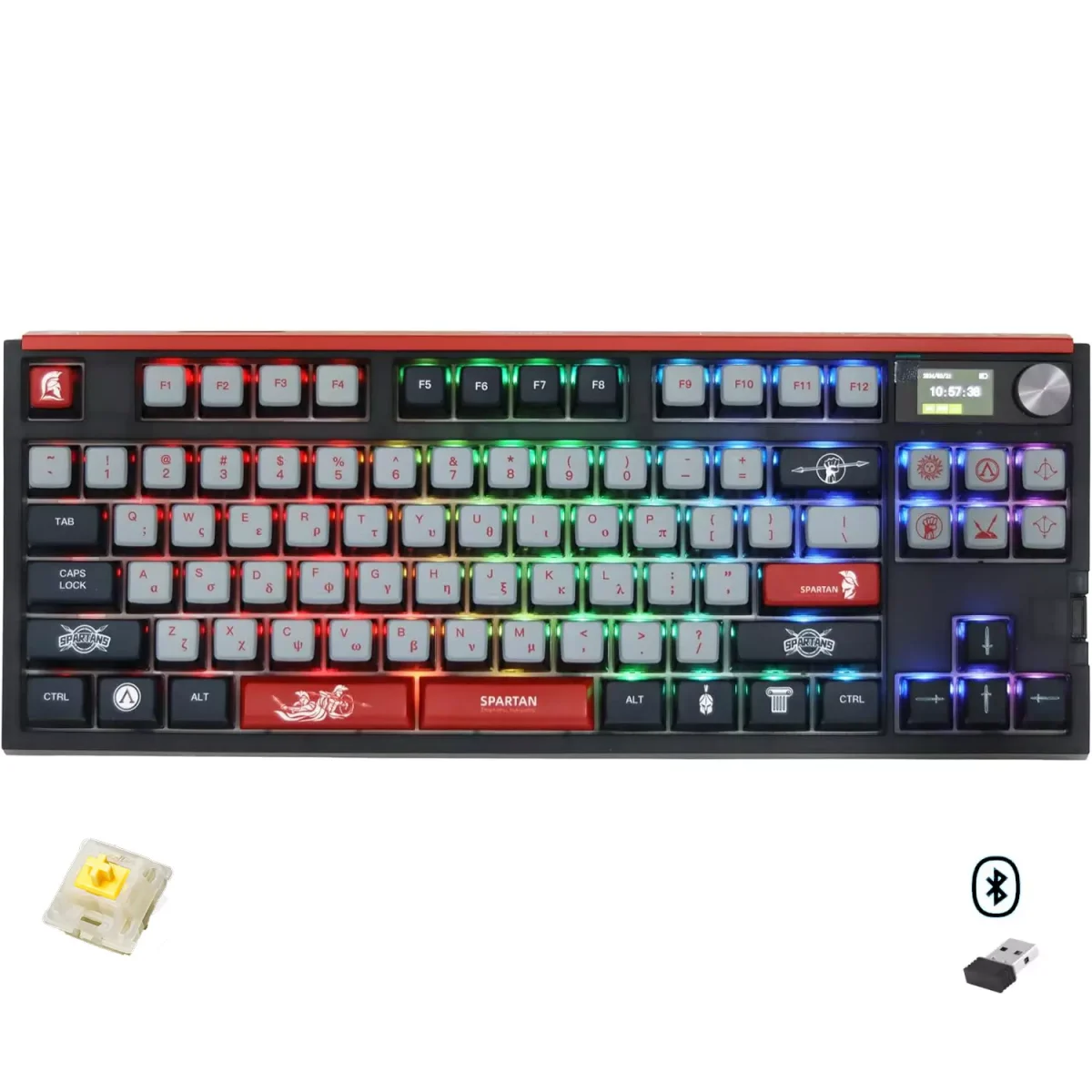 SKYLOONG GK87 PRO Lite RGB Gaming Mechanical Keyboard - Three Mode Wireless,Bluetooth & Wired - Gateron Yellow Switch - Hot Swappable (Spartan)