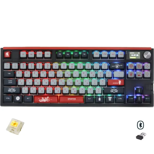 SKYLOONG GK87 PRO Lite RGB Gaming Mechanical Keyboard - Three Mode Wireless,Bluetooth & Wired - Gateron Yellow Switch - Hot Swappable (Spartan)