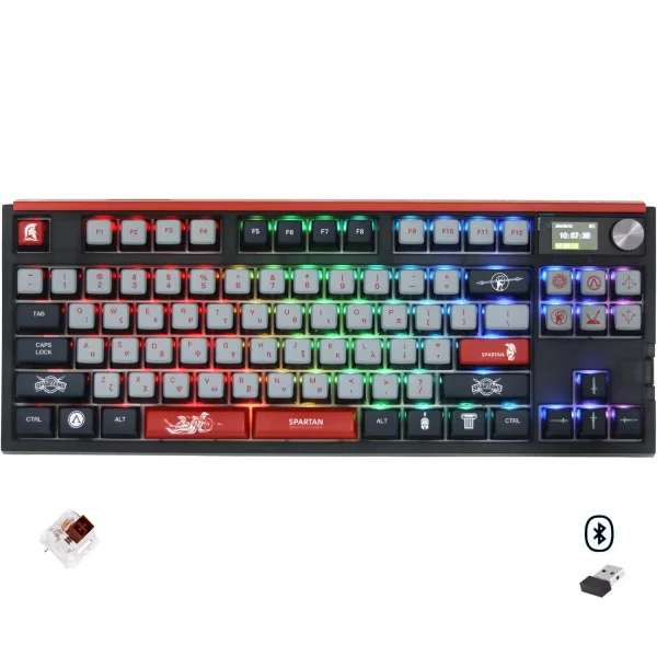 SKYLOONG GK87 PRO Lite RGB Gaming Mechanical Keyboard - Three Mode Wireless,Bluetooth & Wired - Gateron Brown Switch - Hot Swappable (Spartan) (Copy)