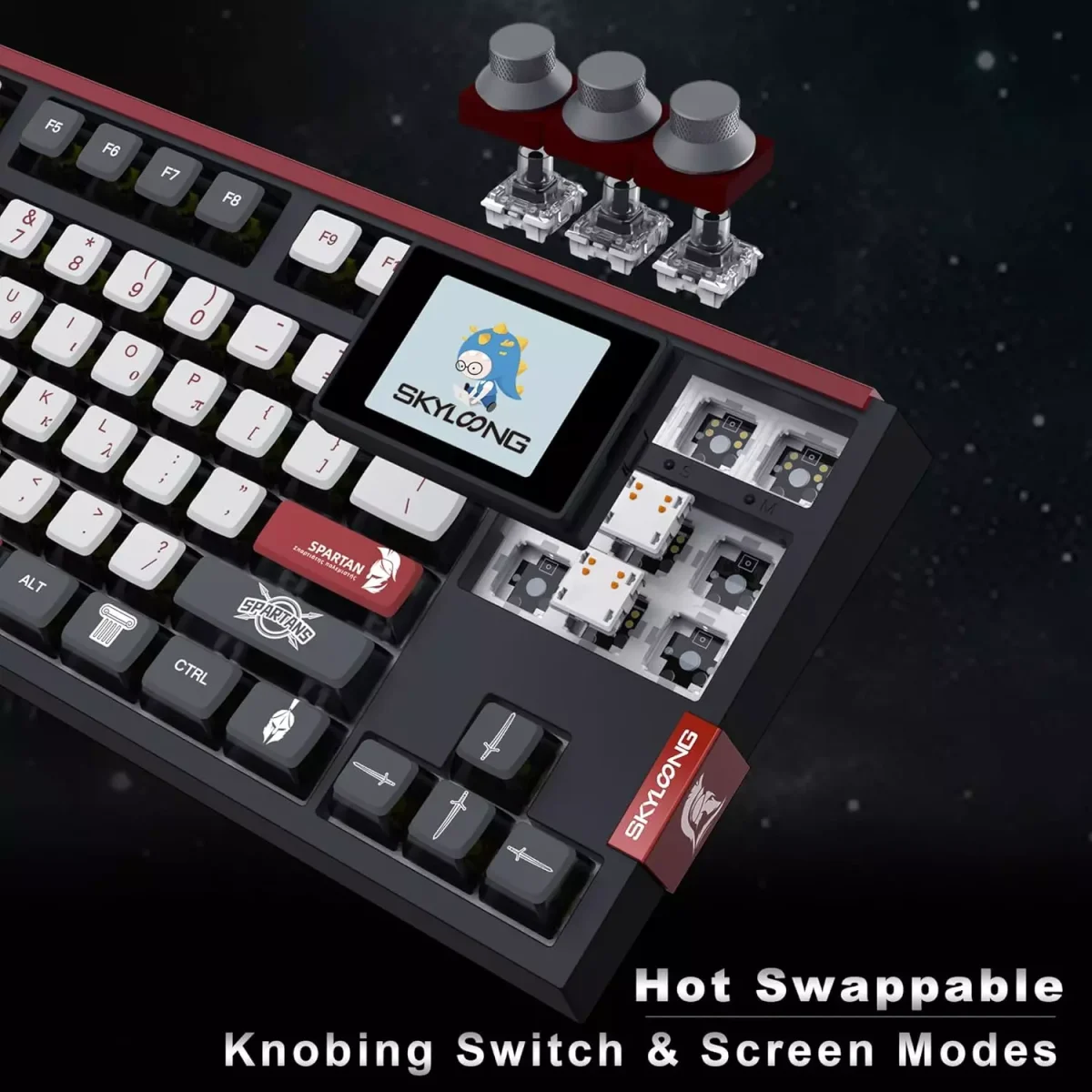 SKYLOONG GK87 PRO RGB Gaming Mechanical Keyboard - Three Mode Wireless,Bluetooth & Wired - Gateron Yellow Switch - Hot Swappable (Spartan)