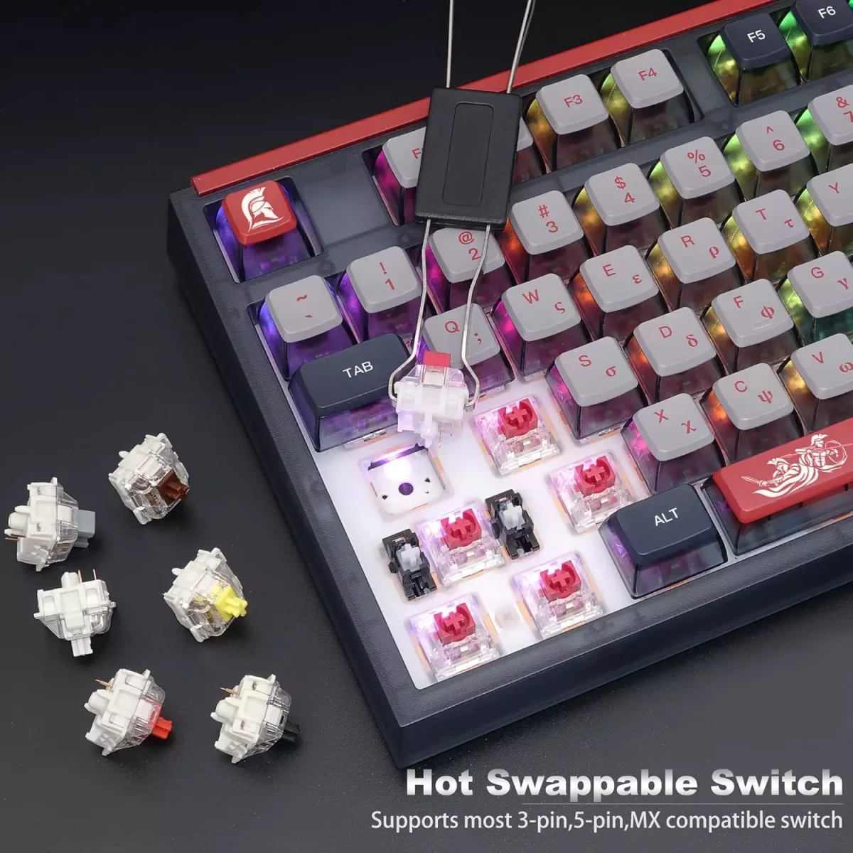 SKYLOONG GK87 PRO RGB Gaming Mechanical Keyboard - Three Mode Wireless,Bluetooth & Wired - Gateron Yellow Switch - Hot Swappable (Spartan)