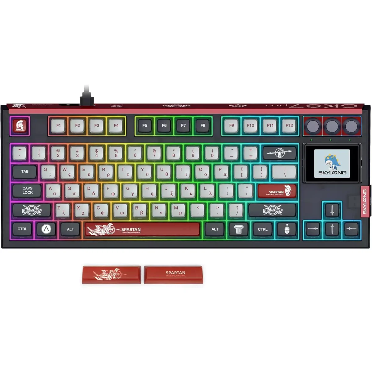 SKYLOONG GK87 PRO RGB Gaming Mechanical Keyboard - Three Mode Wireless,Bluetooth & Wired - Gateron Yellow Switch - Hot Swappable (Spartan)