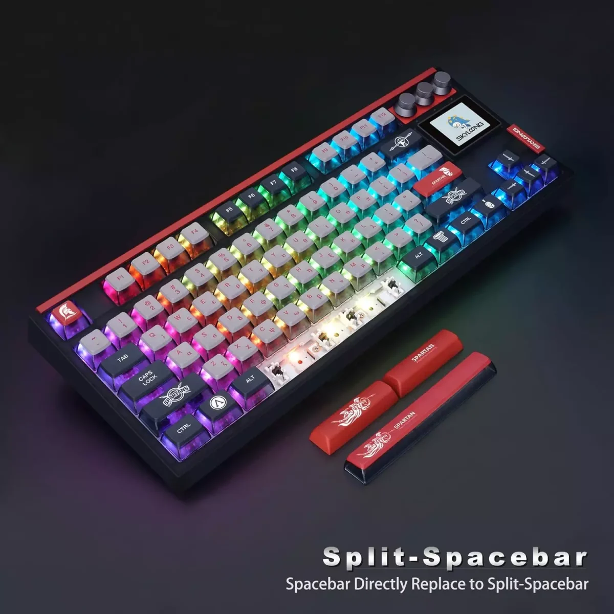 SKYLOONG GK87 PRO RGB Gaming Mechanical Keyboard - Three Mode Wireless,Bluetooth & Wired - Gateron Yellow Switch - Hot Swappable (Spartan)