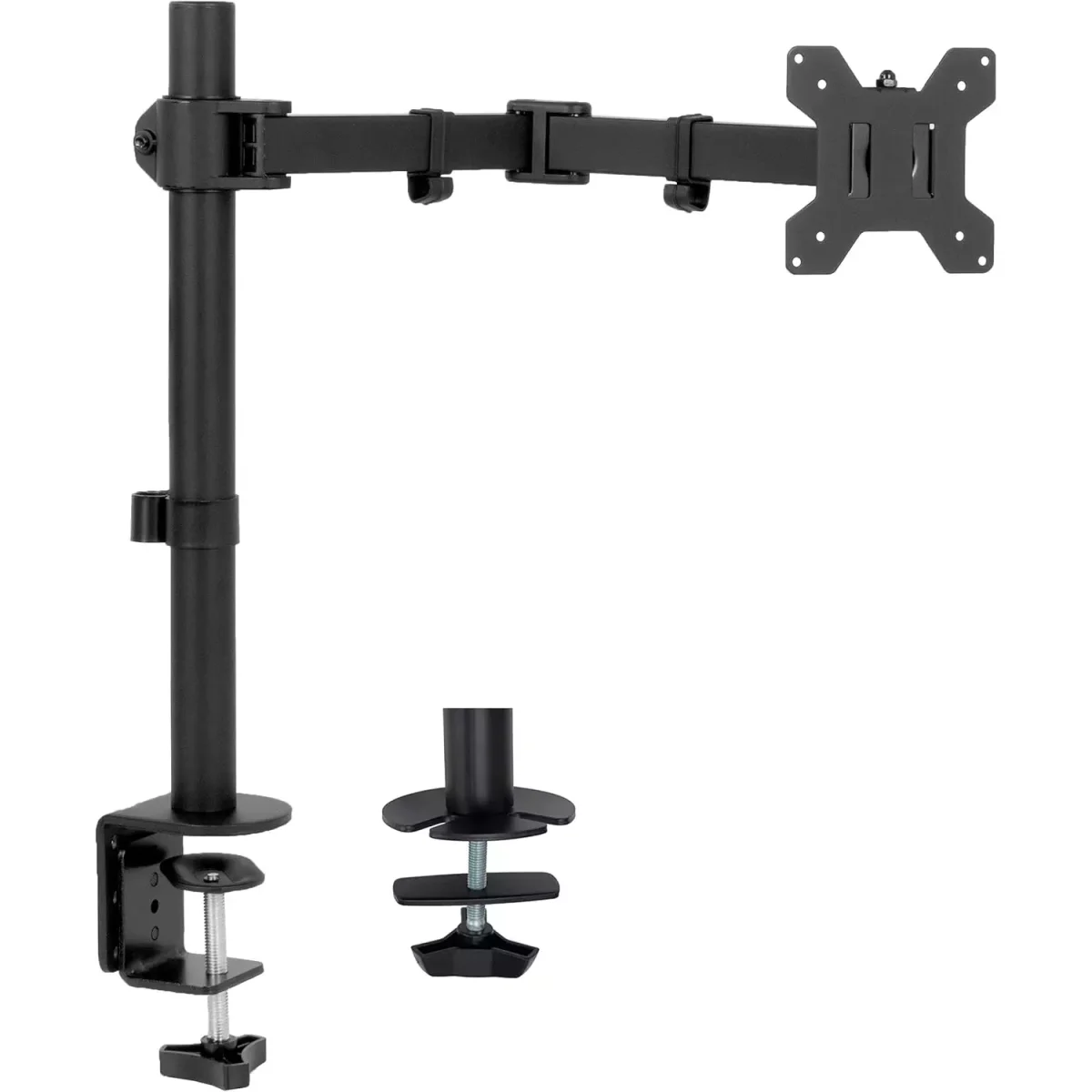 Single Monitor Desk Mount Stand with Double Center Arm Joint, Holds up to 10Kg with VESA 75x75mm or 100x100mm