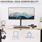 Single Monitor Desk Mount Stand with Double Center Arm Joint, Holds up to 10Kg with VESA 75x75mm or 100x100mm