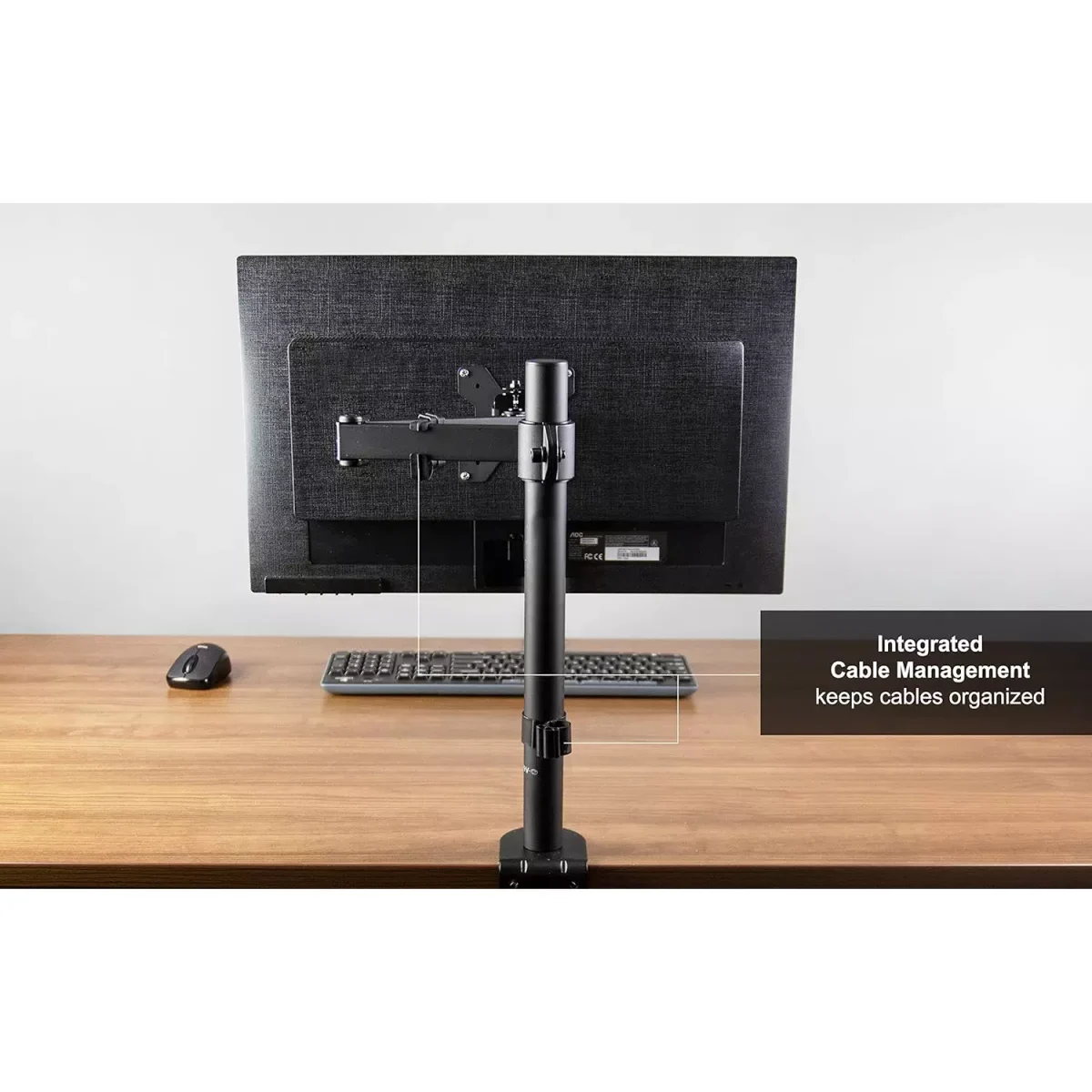 Single Monitor Desk Mount Stand with Double Center Arm Joint, Holds up to 10Kg with VESA 75x75mm or 100x100mm