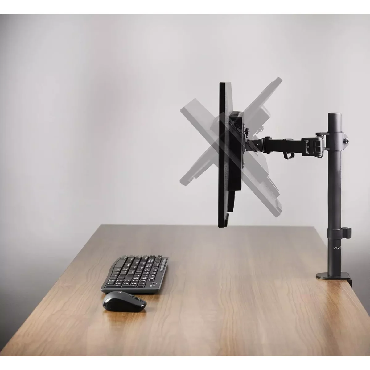 Single Monitor Desk Mount Stand with Double Center Arm Joint, Holds up to 10Kg with VESA 75x75mm or 100x100mm