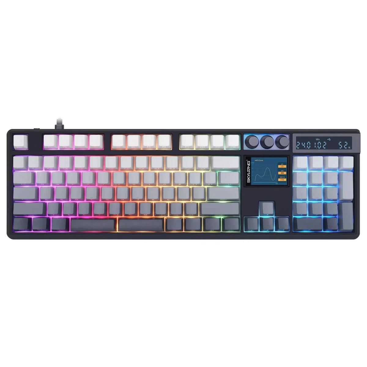 Skyloong GK104 Pro Wired,Wireless & Bluetooth Gaming Mechanical Keyboard - KTT Rose Pink Switches (Linear) - Upper Twilight Keycaps