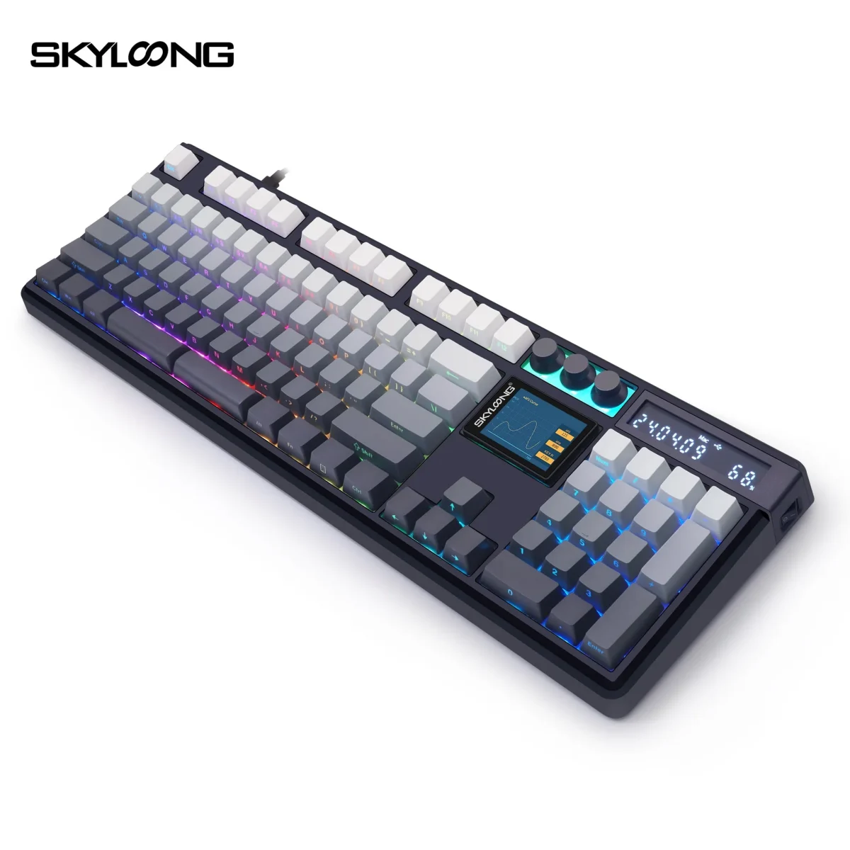 Skyloong GK104 Pro Wired,Wireless & Bluetooth Gaming Mechanical Keyboard - KTT Rose Pink Switches (Linear) - Upper Twilight Keycaps