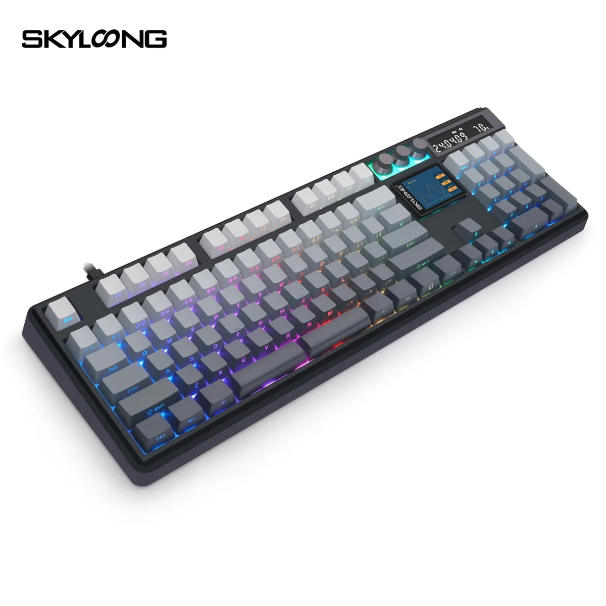 Skyloong GK104 Pro Wired,Wireless & Bluetooth Gaming Mechanical Keyboard - KTT Rose Pink Switches (Linear) - Upper Twilight Keycaps
