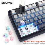 Skyloong GK104 Pro Wired,Wireless & Bluetooth Gaming Mechanical Keyboard - KTT Rose Pink Switches (Linear) - Upper Twilight Keycaps
