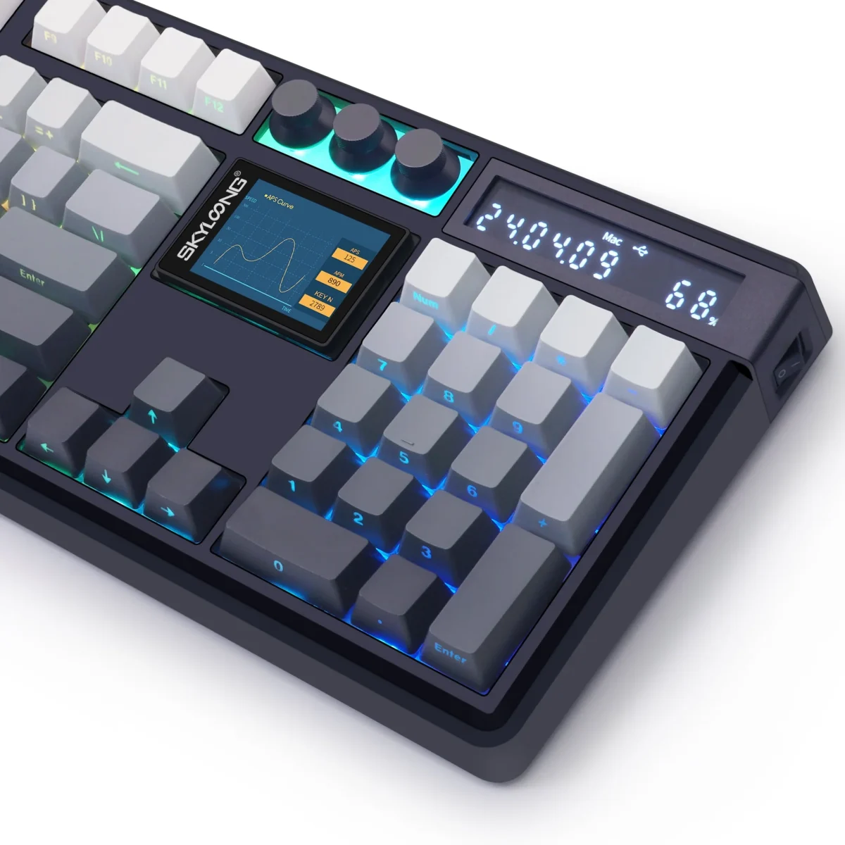 Skyloong GK104 Pro Wired,Wireless & Bluetooth Gaming Mechanical Keyboard - KTT Rose Pink Switches (Linear) - Upper Twilight Keycaps