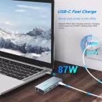 USB C HUB 11 in 1 with 4K HDMI, VGA, Type C PD, USB3.0, RJ45 Ethernet, SD/TF Card Reader, 3.5mm AUX