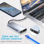 USB C HUB 11 in 1 with 4K HDMI, VGA, Type C PD, USB3.0, RJ45 Ethernet, SD/TF Card Reader, 3.5mm AUX