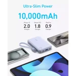 Anker Power Bank, 10,000mAh Portable Charger with Built-in USB-C Cable and Lanyard, 22.5W Max Output with 2 USB-C and 1 USB-A Port