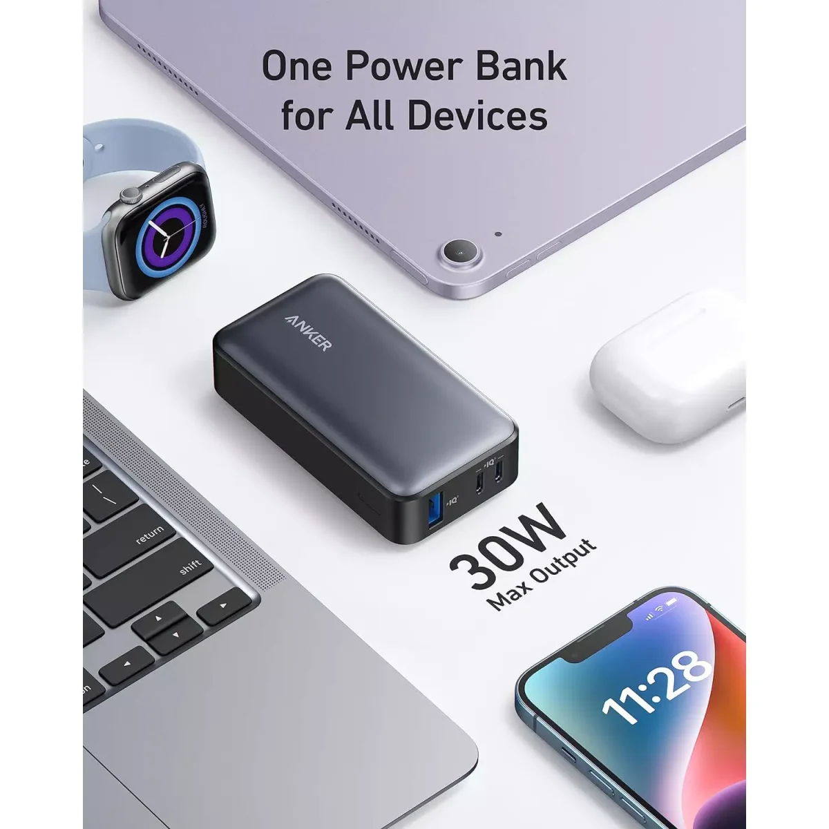 Anker Power Bank 10,000mAh, Power IQ 3.0 Portable Charger with PD 30W Max Output