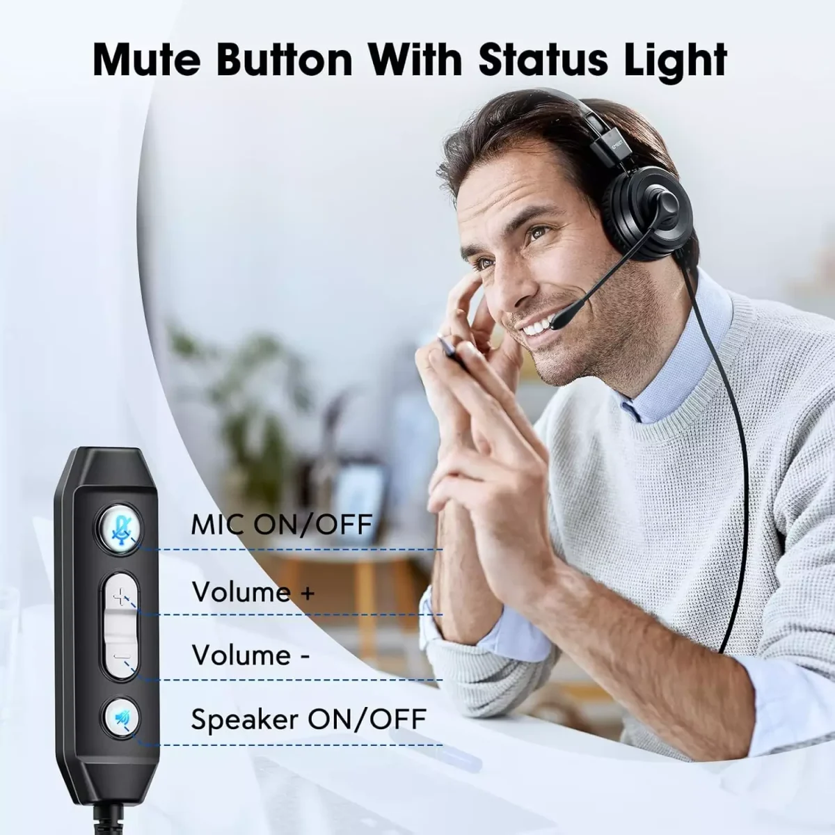 EMEET HS20 USB3.5mm Headset with 360° Omni-Directional Microphone, in-Line Control, Mute Button