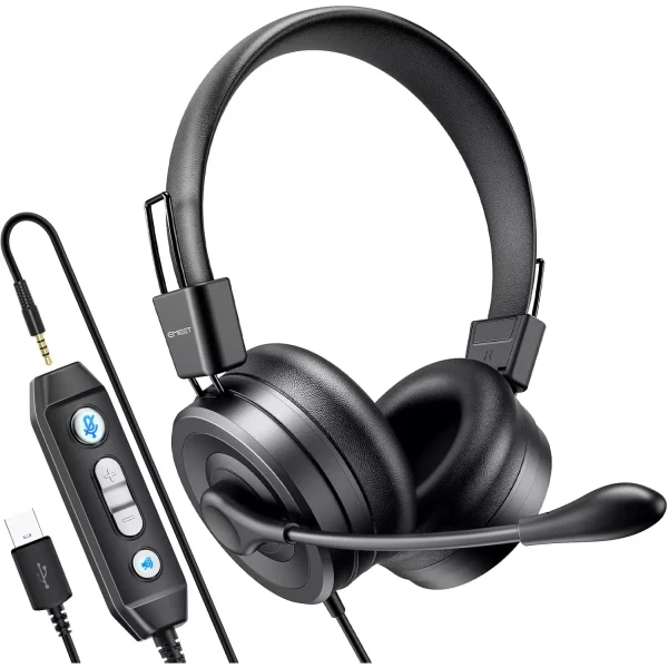 EMEET HS20 USB3.5mm Headset with 360° Omni-Directional Microphone, in-Line Control, Mute Button