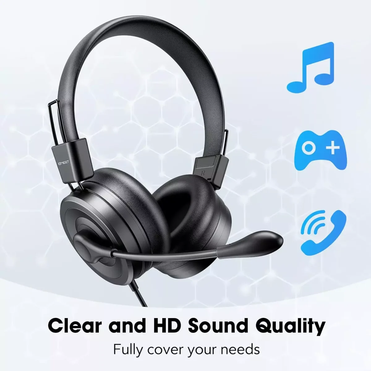 EMEET HS20 USB3.5mm Headset with 360° Omni-Directional Microphone, in-Line Control, Mute Button