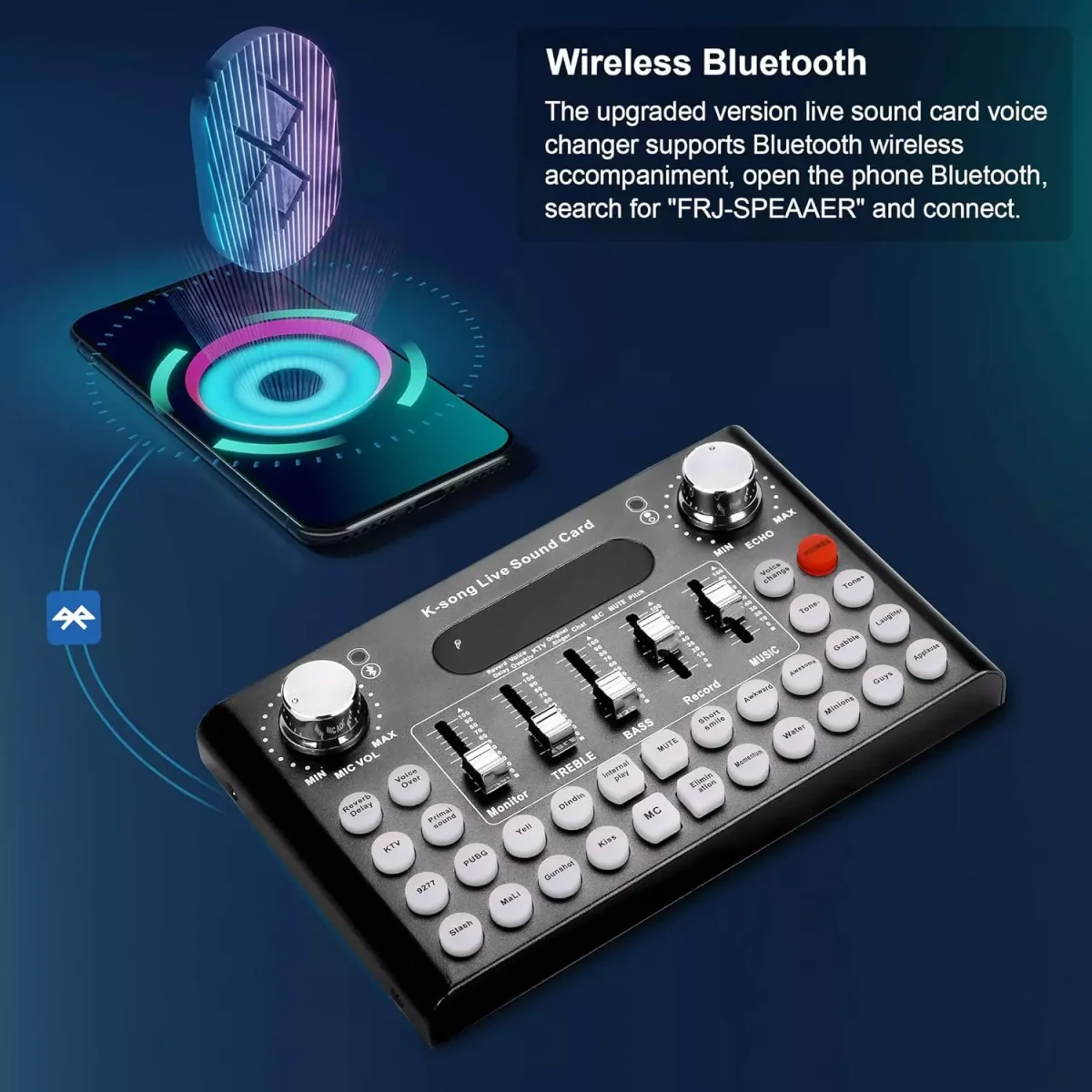 F007C Bluetooth Live Sound Mixer Card, Audio DJ Mixer