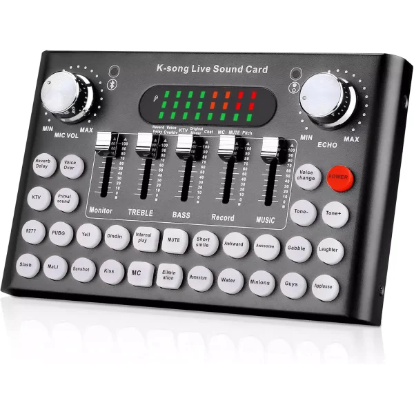 F007C Bluetooth Live Sound Mixer Card, Audio DJ Mixer