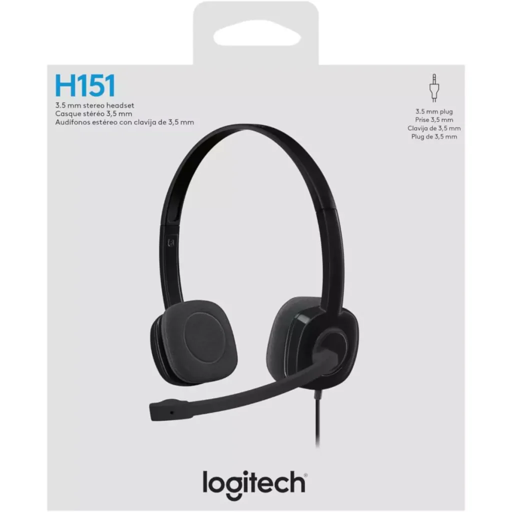 Logitech H151 Headset, Analog Stereo Headphones with Rotating Noise-Cancelling Microphone