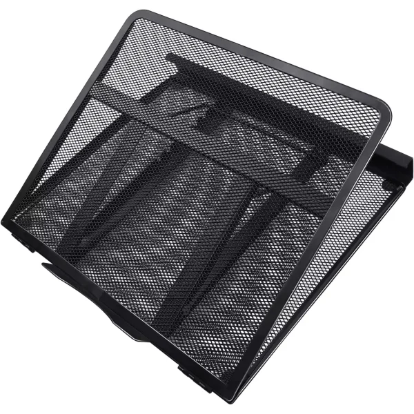 Mesh Metal Adjustable Laptop Stand for Desk, Fits Up to 15.6 inch Notebook, Mesh Ventilated Laptop Cooling Stand with 8 Tilt Levels