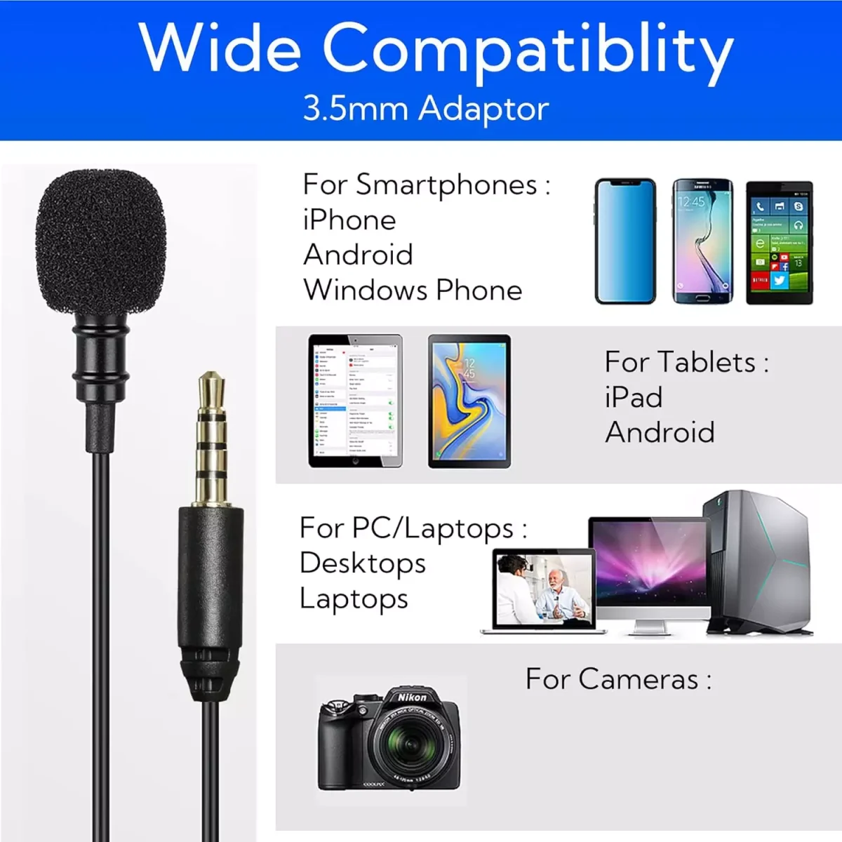 Mouriv CM206 Dual Lavalier Microphone (4.8 Meter)