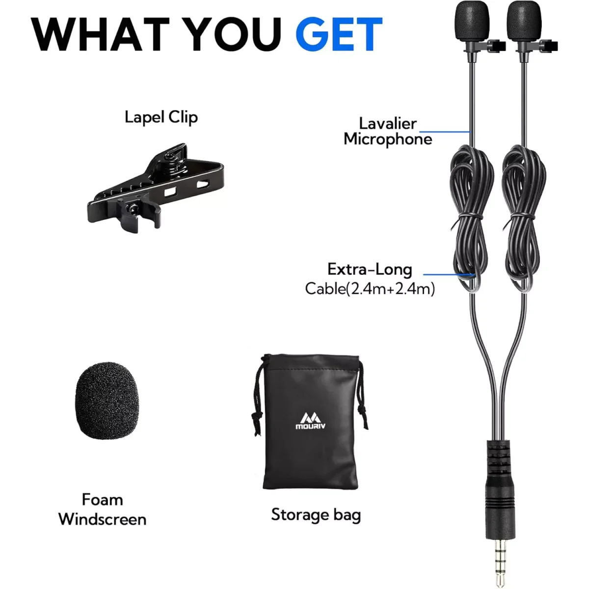 Mouriv CM206 Dual Lavalier Microphone (4.8 Meter)