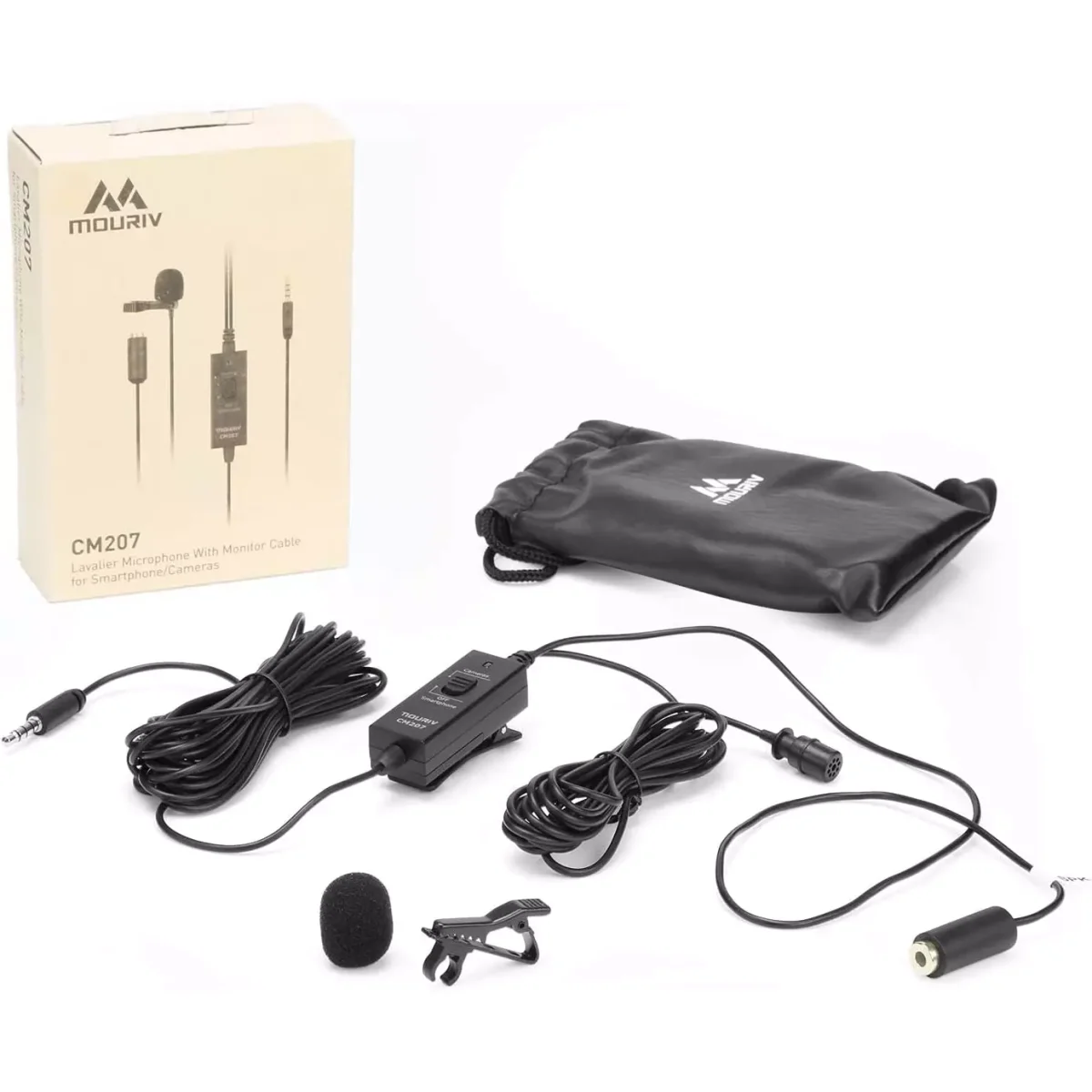 Mouriv CM207 Lavalier Microphone Clip-on Lapel Mic for iPhone Android & Windows Smartphones PC DSLR Cameras Audio Recorders, YouTube, Interview, Studio, Video Recording (6M)