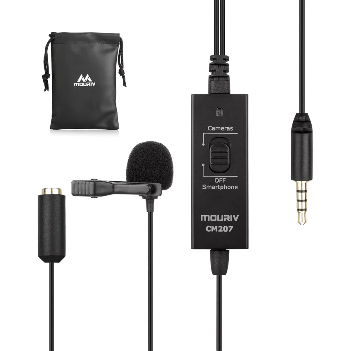 Mouriv CM207 Lavalier Microphone Clip-on Lapel Mic for iPhone Android & Windows Smartphones PC DSLR Cameras Audio Recorders, YouTube, Interview, Studio, Video Recording (6M)