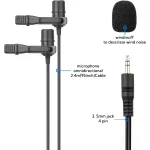 Mouriv CM208 Omnidirectional Dual Lavalier Microphone Clip-on Lapel Mic for iPhone Android & Windows Smartphones PC DSLR Cameras Audio Recorders, YouTube, Interview, Studio, Video Recording (6 Meter)