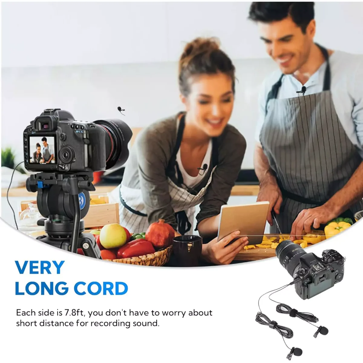 Mouriv CM208 Omnidirectional Dual Lavalier Microphone Clip-on Lapel Mic for iPhone Android & Windows Smartphones PC DSLR Cameras Audio Recorders, YouTube, Interview, Studio, Video Recording (6 Meter)