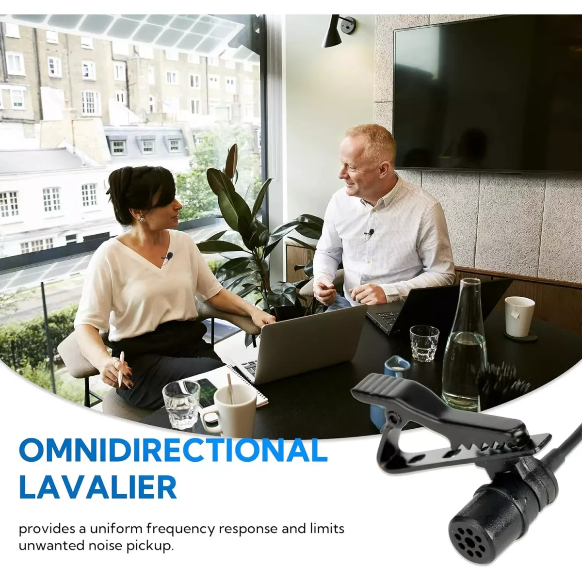 Mouriv CM208 Omnidirectional Dual Lavalier Microphone Clip-on Lapel Mic for iPhone Android & Windows Smartphones PC DSLR Cameras Audio Recorders, YouTube, Interview, Studio, Video Recording (6 Meter)
