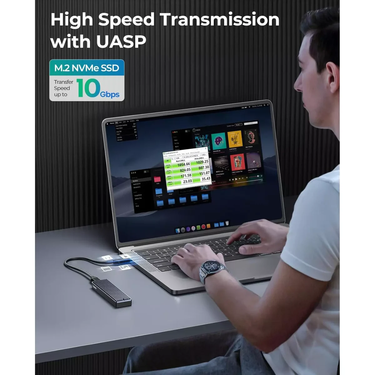 ORICO M.2 NVMe SSD Enclosure, USB 3.1 Gen 2 (10 Gbps) to NVMe PCI-E M.2 SSD Case Support UASP for NVMe SSD Size 2230224222602280(up to 4TB)